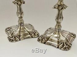Antique Pair of Victorian Sterling Silver Taper Candlesticks, London 1894