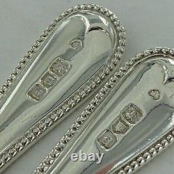 Antique Par Of Isterling Silver Old English Bead Dessert Spoons London 1899