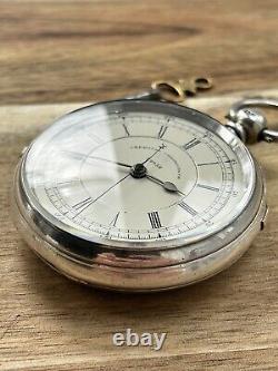 Antique Pocket watch Fusee Victorian solid Silver Chronograph centre seconds