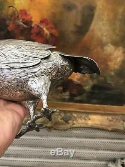 Antique Rare Solid Silver Decanter Water Sprinkler Form Pigeon Bird London 1897