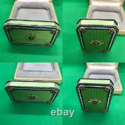 Antique Russian Faberge Guilloche Enamel Solid Silver Diamonds Rub Snuff Box