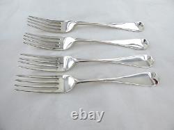 Antique Set Of Four Sterling Silver Old English Dinner Forks London 1864