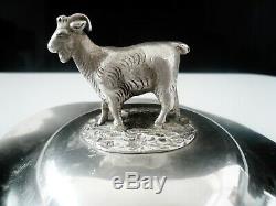 Antique Silver Butter Dish Lid with Goat, Birmingham 1851