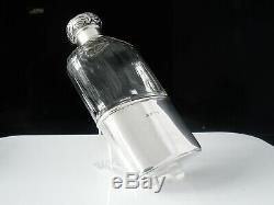 Antique Silver Cut Glass Hip Flask, Chester 1901, Charles James Fox