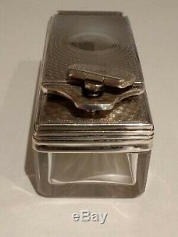 Antique Silver Guilloche Traveling Inkwell Screw Down William Neal London 1873