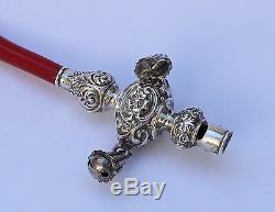 Antique Silver Victorian Coral Baby Rattle