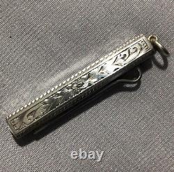 Antique Solid Silver Chatelaine Folding Button Hook 4.5cm (1.3/4)