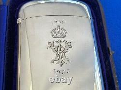 Antique Solid Silver Cigar Case Given as a Royal gift by Queen Victoria 1896