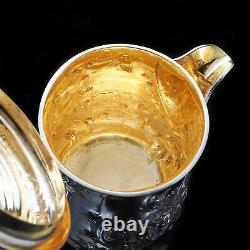 Antique Solid Silver Flagon/Tankard with Original Victorian Chased Motifs 1862