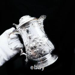 Antique Solid Silver Flagon/Tankard with Original Victorian Chased Motifs 1862