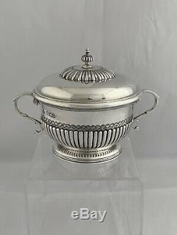 Antique Solid Silver Sugar Bowl And Lid 1916 London Sterling Sweet Bowl