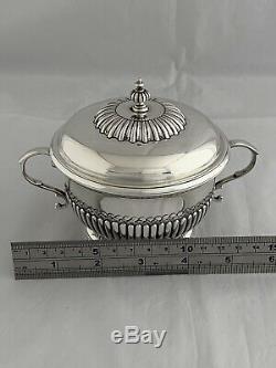 Antique Solid Silver Sugar Bowl And Lid 1916 London Sterling Sweet Bowl