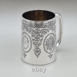 Antique Solid Silver Tankard Christening Mug by George Aldwinckle London 1880