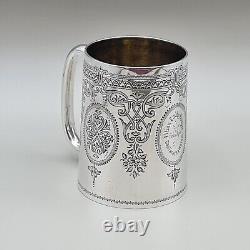 Antique Solid Silver Tankard Christening Mug by George Aldwinckle London 1880