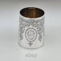 Antique Solid Silver Tankard Christening Mug by George Aldwinckle London 1880