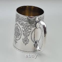 Antique Solid Silver Tankard Christening Mug by George Aldwinckle London 1880