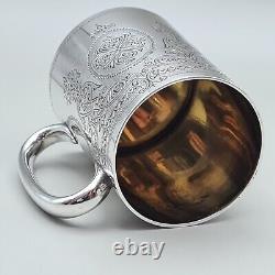 Antique Solid Silver Tankard Christening Mug by George Aldwinckle London 1880