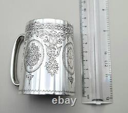 Antique Solid Silver Tankard Christening Mug by George Aldwinckle London 1880