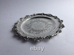 Antique Solid Silver card tray scrolled edge Hallmarked 1859 Thomas Smiley