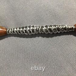 Antique Solid Sterling Silver Glove Repair Seamstress Tool With Bakelite Finials