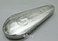 Antique Solid Sterling Silver Violin Case Shaped Snuff Box Pill Box 1848 (SSN)