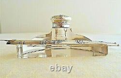 Antique St. Silver lid and crystal INKWELL DIP PEN and PEN 1910 German. Marks