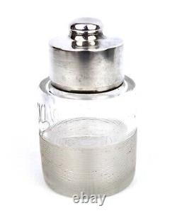 Antique Sterling Silver & Cut Glass Tea Caddy Ribbed London 1896 Hukin & Heath