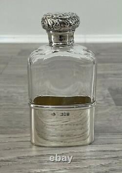 Antique Sterling Silver Hallmarked Victorian Silver Hip Flask, 1901 London