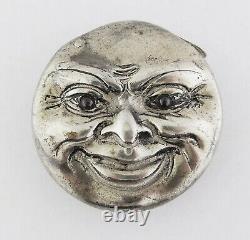 Antique Sterling Silver Man in The Moon Large Vesta Match Case