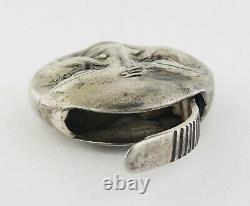 Antique Sterling Silver Man in The Moon Large Vesta Match Case