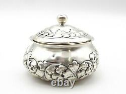 Antique Sterling Silver Repousse Vanity Jar Trinket Box Chased WJB & Co Braitsch