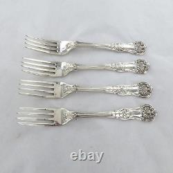 Antique Sterling Silver Set Of 4 Queens Pattern Dessert Forks, London 1866/69