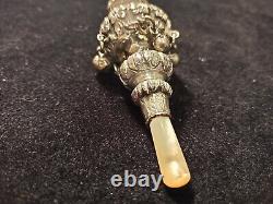 Antique Sterling Silver Victorian Baby Rattle And Teether