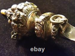 Antique Sterling Silver Victorian Baby Rattle And Teether