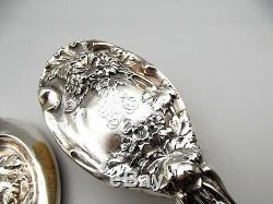 Antique Sterling Silver Victorian Chased Hand Mirror Hair Brush Ornate Repousse