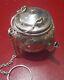 Antique Sterling Tea Strainer Miniature Tea Kettle With Victorian Floral Pattern