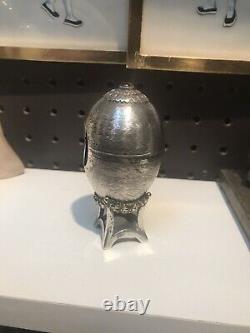 Antique Style Russian Style Solid Silver Egg & Stand With One Ruby London 1962