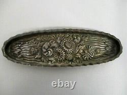 Antique Theodore B Starr Sterling Silver Repousse Flowers Vanity Pin Tray