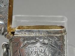Antique Victorian 1898 P&S English Sterling Silver Match Vesta Safe Case Holder