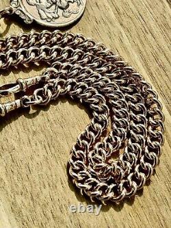 Antique Victorian 18ct Rose Rolled Gold double pocket watch chain + fob