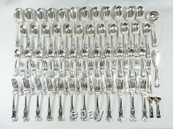 Antique Victorian 88pc 12 Twelve Place Sterling Silver Cutlery Set Kings Pattern