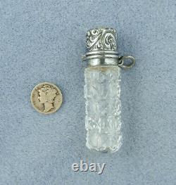Antique Victorian 925 Sterling Cupid Chatelaine Perfume Flask Match Safe Vesta