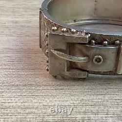 Antique Victorian Aesthetic Solid Sterling Silver Belt Buckle Bangle 1884 25.4g