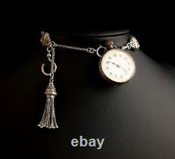 Antique Victorian Albertina, pocket watch chain, fob watch