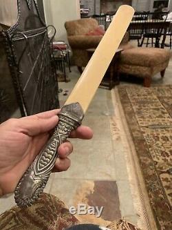Antique Victorian Bone & Silver Handle Large Page Turner