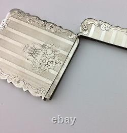Antique Victorian Bright Cut Solid Sterling Silver Card Case 1853