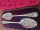 Antique Victorian Cased Pair Of Large Sterling Silver Berry Spoons (london 1898)