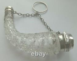 Antique. Victorian Cornucopia Scent Bottle Solid Silver Top & Tail Chatelaine