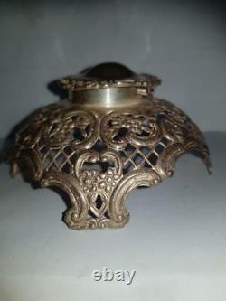 Antique Victorian English Silver Inkwell Ink stand William Comyns London 1901