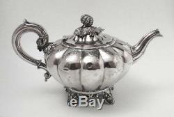 Antique Victorian English Sterling Silver Melon Teapot Edward & John Barnard